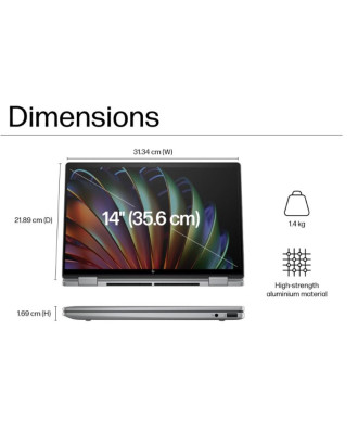HP Envy x360 2-in-1 Laptop 14-ES1013DX Intel Core 5 120U Processor 10-Cores With Built-in AI 14" 360 Touch FHD 300 nits Win11Home - Silver HP Envy x360 2-in-1 Laptop 14-ES1013DX Intel Core 5 120U Processor 10-Cores With Built-in AI 14" 360 Touch FHD 300 nits Win11Home - Silver