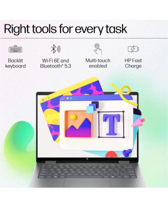 HP Envy x360 2-in-1 Laptop 14-ES1013DX Intel Core 5 120U Processor 10-Cores With Built-in AI 14" 360 Touch FHD 300 nits Win11Home - Silver HP Envy x360 2-in-1 Laptop 14-ES1013DX Intel Core 5 120U Processor 10-Cores With Built-in AI 14" 360 Touch FHD 300 nits Win11Home - Silver